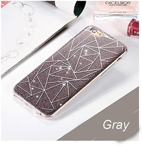 iPhone 7 Case, Junewa SHINY GLITTER CASE [Bling Crystal Clear][Extremely Sparkly], Slim Premium 2 Layer Hybrid, Anti-Slick/ Protective/ Soft Case for Apple iPhone 7 - 1022 (Gray)