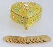 Wedding Ceremonial Arras, or 13-gold plated Coins, with Multicolored Heart Shaped Treasure Box and Gift Box: Imported and Hand-Made