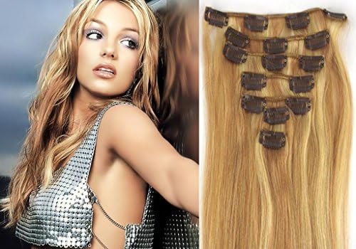 Fashion Hairstyle Clip in Remy Human Hair for Beauty Women's Accessories in 40cm 75 Gram - Blonde & Platinum Blonde #18/613