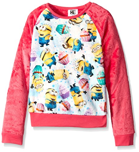 Despicable Me Big Girls' Minion Cup Cake Super Soft Paradise Sweatshirt, Hot Pink, X-Large