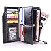 AINIMOER Women's Large Capacity Luxury Wax Genuine Leather Wallet With Zipper Pocket(Black)