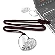 Valentine's Day Gifts - Silver Jeweled Metal Heart Pendant Necklace USB Flash Drive, 4GB