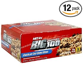 Met-Rx Big 100 Meal Replacement Bar, Chocolate Chip Cookie Dough, 3.52-Ounce Bars (Pack of 12)