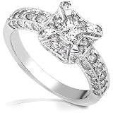 1-1/6ct TW Princess and Round Diamond Ring in 14k White Gold