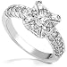 Jewelry : 1-1/6ct TW Princess and Round Diamond Ring in 14k White Gold