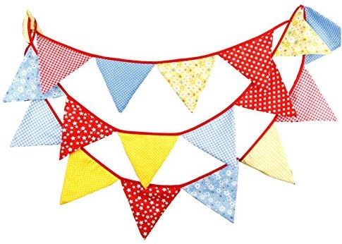 ADR 18 Flag Garden Party Vintage Bunting Floral Dots Triangle Pennant Bunting Banner Garland Wedding Birthday Party Decoration