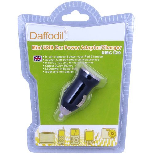 Daffodil UMC120 12-24V Mini USB Car Power Adaptor/Charger with 5V Voltage and 800mA Current Output