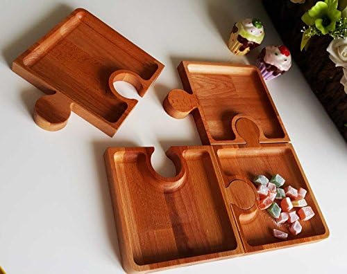 4 Pieces of Puzzle Styled Wooden Snack and Breakfast Tray, Shabby Chic Serving Tray, Lap Tray, Rustic Wooden Tray, Breakfast Tray, Kitchen Tray, Vintage Tray, Kitchen Decor