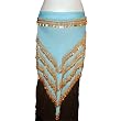 Turquoise Triangular Hip Scarf with Gold Beads and Coins