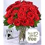 Flowers - Dozen Red Roses + 12 FREE with Vase