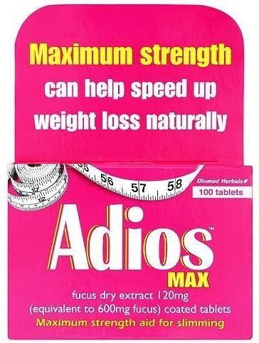Adios Max Maximum Strength Weight Loss Tablets - 100 Tablets by Dendron Ltd