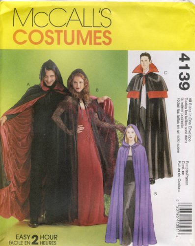 McCall Sewing Pattern 4139 - Use to Make - Easy 2 Hour Capes - 3 Styles - Misses, Mens, Teens McCall Sewing Pattern 4139 - Use to Make - Easy 2 Hour Capes - 3 Styles - Misses, Mens, Teens
