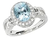 Aquamarine Gemstone and Diamond Ring 2.43 Carat (ctw) in 14K White Gold