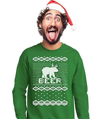 TeeStars - Bear + Deer = BEER Ugly Christmas Sweater Funny Sweatshirt
