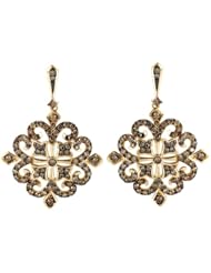 Tivolia Collection 14K Yellow Gold Cognac Diamond Cross Earrings