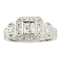Sterling Silver Square Cubic Zirconia Estate Ring
