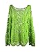 PrettyGuide Women's Semi Embroidery Floral Lace Blouse