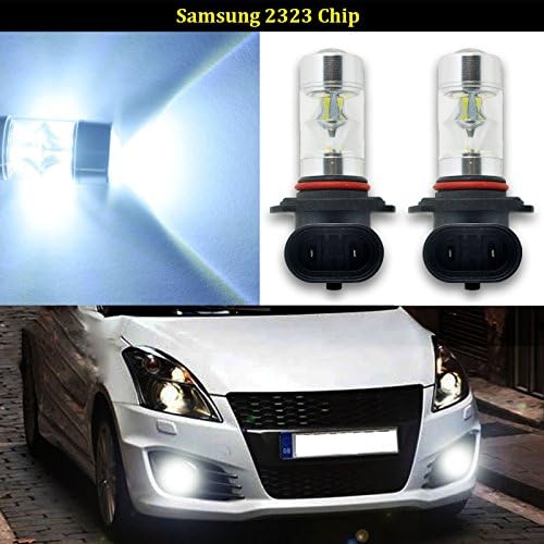 Ryglobal 2pcs H10 9145 60W Super Bright 12-SMD 2323 Chip LED Fog Lights Driving Bulbs 750LM 6000K High Power Daytime Running Light DRL 3 Color (White)