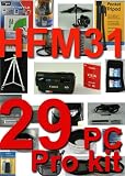 Canon HFM31 29 Piece Pro Kit with 5 Years Ext warranty Plan , 3 Piece Lens Cleaning Kit , Card case Holds 3 cards , High speed card reader , Table top Tripod , ultra compact with flexible wire leg , Camcorder Light , LCD protector , 16GB high speed card, 3 piece Filter kit, Rain sleeve, Soft case, full size Tripod, 2X Professional High Definition telephoto Lens with Lens Case , 0.5 X professional high Definition wide Angle Lens With land case , Close-up Macro Set, Deluxe camcorder Bag , Pop Abrella , External Zoom Microphone , High Power Battery Pack , HDMi Cable , Professional 58mm Digital video Lens Hood With Cap and cap keeper, Extra Cam Rudder : Excellent Handle For Video and cameras