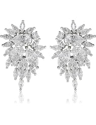 CZ by Kenneth Jay Lane "Statement" Rhodium-Plated Cluster Cubic Zirconia Post Earrings