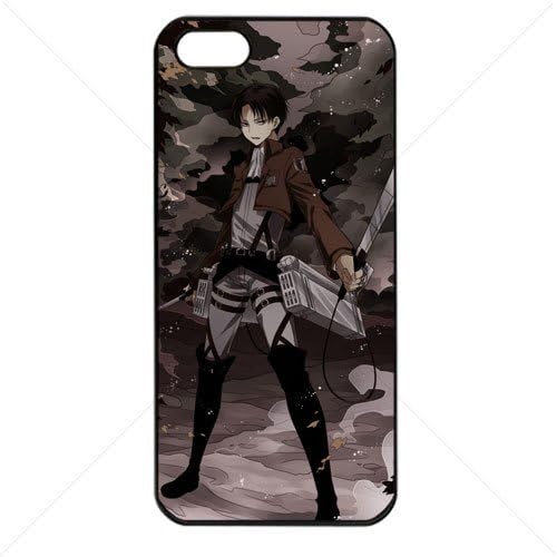 Shingeki no Kyojin Attack on Titan Manga Anime Comic Levi Apple iPhone 5 5S TPU Soft Black or White case (Black)