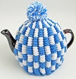 Tea Cosy Blue & White Check Retro for 4 to 6 Cup Pot.