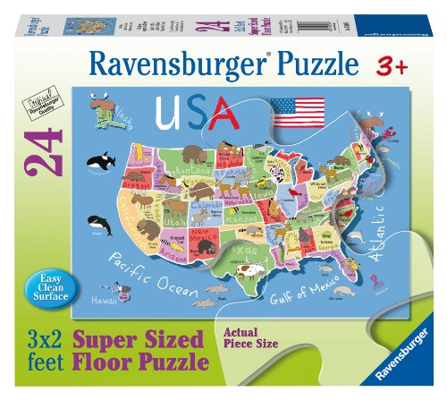 USA Map Floor Puzzle, 24-Piece
