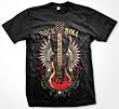 Rock And Roll Mens T-shirt, Winged Guitar and Pinstriping Design Mens Shirt