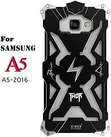 Black Cool Thor Series Iron Body All Metal Aluminum Hard Rugged Case Armor Bumper Shell Cover for Samsung Galaxy A5(2016) A5100
