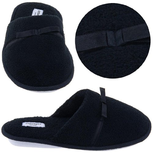 Black Slip On Slippers with Bows for Women