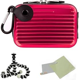 PINK Metallic Pascal Design Protective Cover Hard Shell Cube Carrying Case For Nikon Coolpix S3100 / S3300 / S4100 / S4300 / S5100 / S6100 / S6200 / S6300 / S70 / S80 / S8100 / S8200 Point And Shoot Digital Camera + Includes a Universal Anti-Glare Screen Protector Guard + Includes 6 Inch Mini Tripod