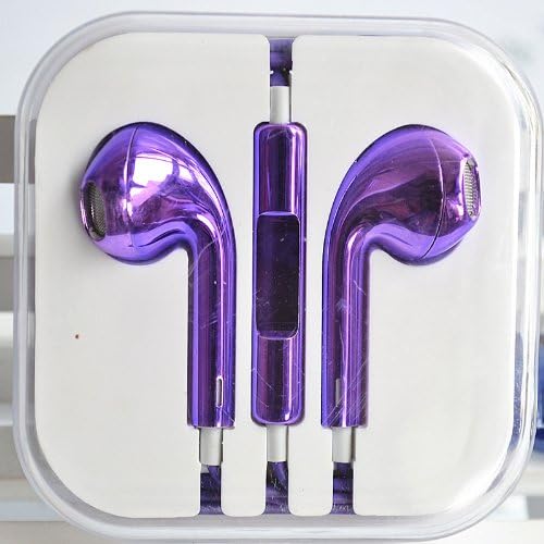 Casecover Bright Color 3.5mm Plug In-ear Earphone Earbuds with Remote / Volume Control and Microphone Colorful Headphone Headset for Apple iPhone iPad iPod iTouch (purple)