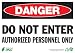 Zing Eco Safety Sign, Header "DANGER", "DO NOT ENTER AUTHORIZED PERSONNEL ONLY", 10" Width x 7" Length, Self Adhesive Eco-Poly, Red/White/Black (Pack of 1)
