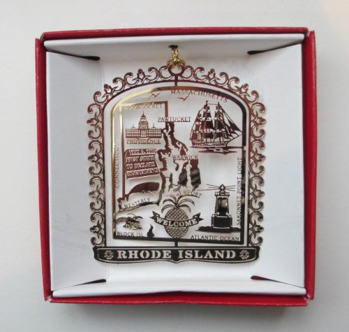 Rhode Island Brass Christmas ORNAMENT Souvenir Gift