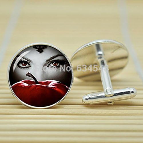 Pretty Lee Once Upon A Time Evil Queen Regina In Silver Cufflinks Glass Cabochon Cufflinks C3476