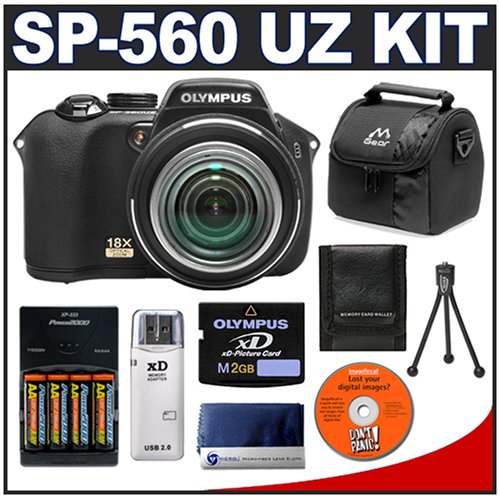 Olympus SP 560 UZ 18x Ultra Zoom MP Digital Camera + Olympus 2GB xD Picture Card + 4 AA Rechargeable Batteries with Rapid Charger + Digital Camera Case + Cameta Bonus Accessory Kit