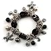 Black Vintage Charm Flex Bracelet (Burnished Silver Tone)