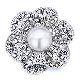Pugster Classic Pearl In Flower Clear Crystal April Birthstone Brooches Pins