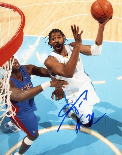 Nene Autographed/Hand Signed Denver Nuggets Basketball 8x10 Photo