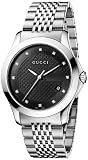 Gucci Men`s YA126405 G Timeless Medium Diamond Marker Black Dial Watch