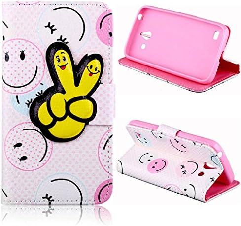For HUAWEI Ascend Y550 , TUTUWEN Sweet Cute Face YES Sign Magnetic Closure PU Leather Stand Case Wallet Folio Cover for HUAWEI Ascend Y550