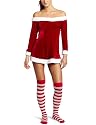 Cinema Etoile Women's Naughty Miss Santa Long Sleeved Velvet Babydoll