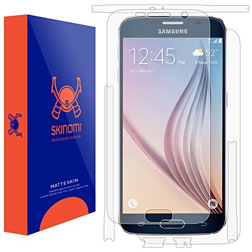 Galaxy S6 Screen Protector + Full Body, Skinomi® MatteSkin Full Skin Coverage + Screen Protector for Samsung Galaxy S6 Anti-Glare and Bubble-Free Shield - Lifetime Warranty