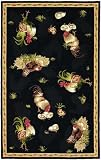 2 x 3 Black Rooster Rug Accents Collection CCLUD104