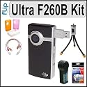 Pure Digital Flip Video Ultra Series F260B 60 Minute Black Camcorder and Deluxe Accessory Outfit