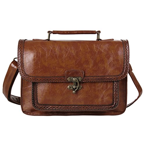 Ecosusi Women Designer Vintage Leather Satchel Bag Laptop Messenger Briefcase Bag