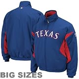 MLB Majestic Texas Rangers Therma Base Triple Peak Big Sizes Full Zip Jacket - Royal Blue (XXXX-Large)