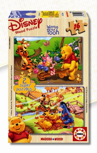 Childrens Toyshop  Toys : 2x16 pc Winnie the Pooh Wooden Jigsaw Puzzle