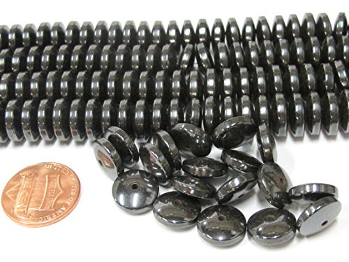 10 BEADS - 10 mm size Magnetic Hematite disc gemstone Beads - GM405