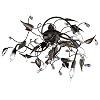 Honsel Leuchten 21866 Honsel Deckenleuchte rostfarbig antik, Blattdekor goldfarbig Glasbehang klar